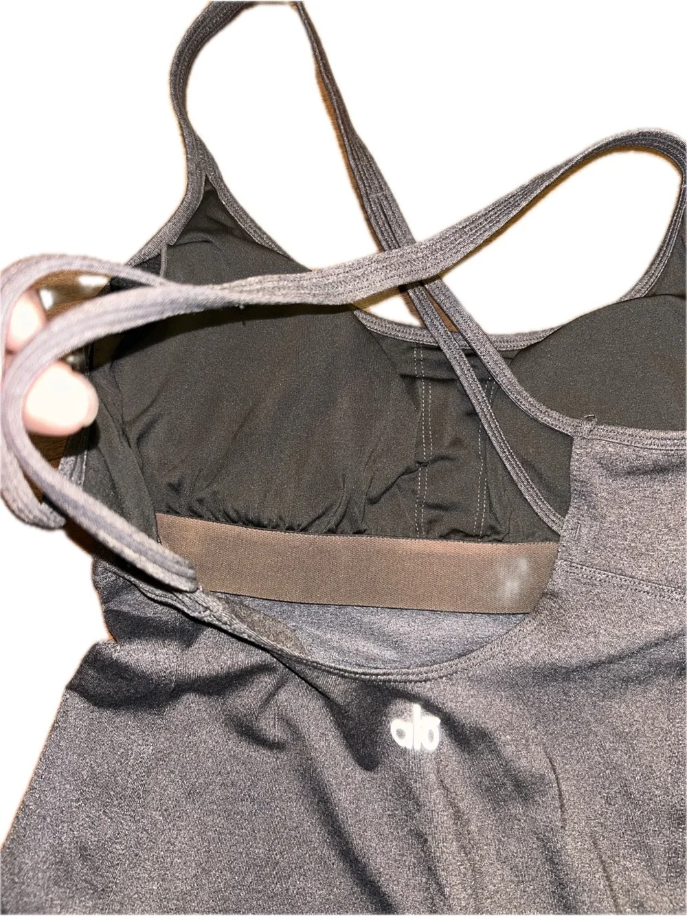 ALO Yoga Dark Gray Strappy Bra Support Camisole Tank Top XS S